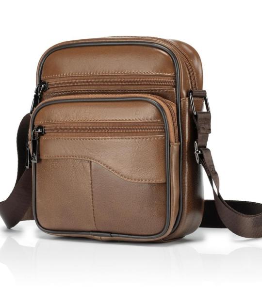 SPAHER Schoudertas, leer, waterdicht, herentas, leren tas, handtas voor mannen, kleine crossbody tas voor werk, vintage messenger bag voor dagelijks leven, C bruin., vintage