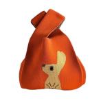 Dames polsknoop Tote tas,mini gehaakte draagtas, schattige kleine gebreide portemonnee, modieuze canvas tas om te winkelen, Rood Konijn