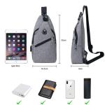 Sling Bag met USB-Oplading, Borsttas met Verstelbare Riem, Multi-Pocket Crossbody Borst Tas, Wandelen Casual Outdoor Borstzak voor Heren (inclusief 1 x USB-kabel)