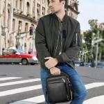 Hjkiopc Schoudertas heren schoudertas crossbody mobiele telefoon tas messenger bag herentas shulder bag lederen borstzak, zwart, Retro