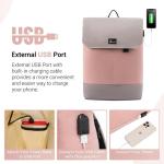 Laptop Rugzak 15,6 Inch Voor Dames, Waterdichte Schooltas met Laptopvak en Usb-oplaadpoort, Anti-diefstal Reisrugzak voor Reizen, College, Kantoor, School, Dagelijks, Roze Grijs