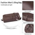 Schoudertas voor heren, messenger bag, retro, waterdicht, diefstalbeveiliging, licht, trekking, reizen, outdoor, fietsen, echt leer, Bruin, Large