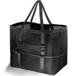 Grote strandtas van mesh voor dames, draagbaar, XXL familie, strandtas voor dames, opvouwbaar en herbruikbaar, grote nettas voor het strand, voor zand, zwemmen, reizen, winkelen, Z