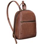'Lia' Kleine Dagrugzak voor Vrouwen Leren Rugzak Vintage Handtas voor Stadswandeling Winkelen XS Rugzak Echt Leder, Kleur:messina - bruin