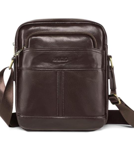 Leren schoudertas voor heren, vintage schoudertas, crossbody bag, messenger bags voor heren, zwart, A-bruin.