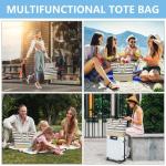 Dames Strandtas | Canvas Reistas | Grote Schoudertas met Touwhandvat voor Strand, Vakantie, Winkelen, Reizen (45 cm * 32 cm * 14 cm) Ankerpatroonontwerp (Blauw)