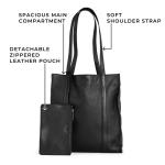 Premium Shopper Kira, grote leren schoudertas, tote bag voor dames, zwart, zwart, 33,5 x 30 x 10 cm