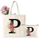 Gepersonaliseerde katoenen tas, canvas tote tassen, draagtas met letters, initialen, boodschappentas, cosmeticatas, cadeau voor vrouwen, bruidsmeisjes, voor verjaardagen, bruiloft 