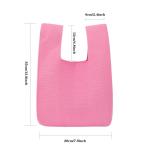 Vrouwen Handvat Tassen Polsbandjes Effen Kleur Gift Bag Cross-Body Gebreide Mouw Knoop Tas Kleine Leuke Draagbare Portemonnee Opvouwbare Tote, Magenta, Solid-magenta