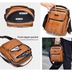 Hjkiopc Schoudertas heren schoudertas crossbody mobiele telefoon tas messenger bag heren tas shulder bag lederen borstzak, C-lichtbruin, Retro
