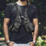 Anti-diefstal harnas - dubbele schoudertas, middeleeuwse cosplay - onderarm schoudertas, verstelbare riem portemonnee, schouderriem, telefoonportemonnee, vintage tas, Zwart, Refer 