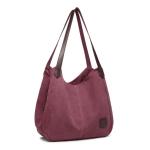 canvas Hobo-schoudertas voor dames, dameshandtas, vintage tas met meerdere vakken, tassen met handvat aan de bovenkant om te winkelen, werk, school, reizen, casual, dagelijks gebru