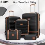 COOLIFE Koffer trolley koffer reiskoffer van ABS harde schaal trolley 4 wielen TSA-slot De koffer bevat 1 reistas en 1 toilettas, zwart/bruin, koffer