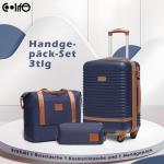 COOLIFE Koffer trolley koffer reiskoffer van ABS harde schaal trolley 4 wielen TSA-slot De koffer bevat 1 reistas en 1 toilettas, blauw/bruin, koffer