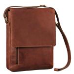 Kansas Schoudertas voor heren, vintage, leren tas, 13-14 inch, laptoptas, echt leer, middelgroot, DIN A4, messenger bag voor mannen, Roma Cognac bruin, Large