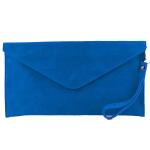 Modamoda T151/M151 Italiaanse clutch van suède/leer, metallic, koningsblauw 2021, Small
