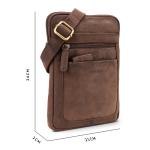 LEABAGS Leren schoudertas voor dames en heren, messenger bag met schouderriem, werktas, draagtas, handtas, echt lederen tas, natuurlijk donkerbruin, Boheems, gedeconstrueerd, minim