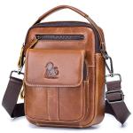 BAIGIO Schoudertassen heren kleine herentas lederen schoudertas leren tas voor mannen werk reizen dagelijks leven, bruin, vintage