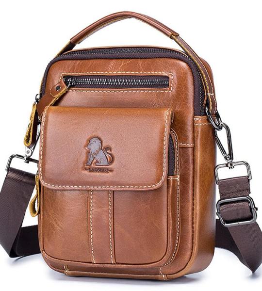 BAIGIO Schoudertassen heren kleine herentas lederen schoudertas leren tas voor mannen werk reizen dagelijks leven, bruin, vintage