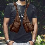 Gkumgwo Anti-Diebstahl-Geschirr aus Leder – verstellbares Geschirr, Geldbörse, mittelalterliches Retro, Handy-Tasche für Männer und Frauen, verstellbarer PU-Lederriemen, Brief