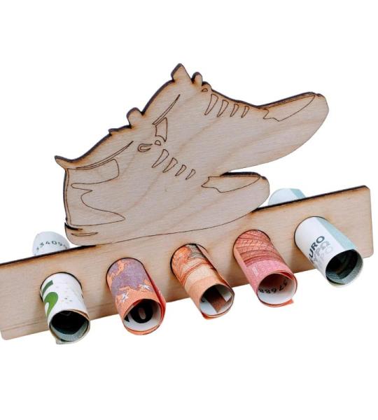 Bamboorilla Geldgeschenkverpakking, origineel houten geldcadeau, cadeau-idee voor mannen en vrouwen voor verjaardag (sneaker)