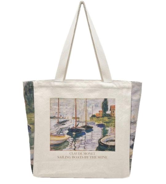 canvas draagtas esthetisch - draagtas met ritssluiting en binnenzak door schoudertassen voor dames winkelen, school