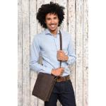 LEABAGS Leren schoudertas voor dames en heren, messenger bag met schouderriem, werktas, draagtas, handtas, echt lederen tas, natuurlijk donkerbruin, Boheems, gedeconstrueerd, minim