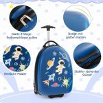 DREAMADE 2-delige kinderkoffer & rugzak, kinderkofferset, kindertrolley, handbagage, reisbagage, harde koffer voor kinderen, Blauw-astronaut, kinderkoffer