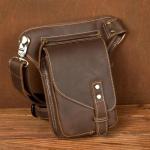 Waterdichte motortas retro textuur lederen beentas lederen zak vrije tijd schouder messenger tas lederen heren motortas (bruin)