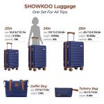 SHOWKOO Kofferset 5 Teilig Leicht Hartschale 100% Polycarbonate Erweiterbar Reisekoffer Große Kapazität Hartschalenkoffer Set Trolley Handgepäck Mit 1 Reisetasche und 1 Kulturbe
