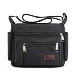 CHDWEY Umhängetaschen für Herren Casual Männer Umhängetasche Hohe Qualität Vintage Crossbody Bag Man Messenger Bag Leinwand Männliche Business Handtaschen(Black)