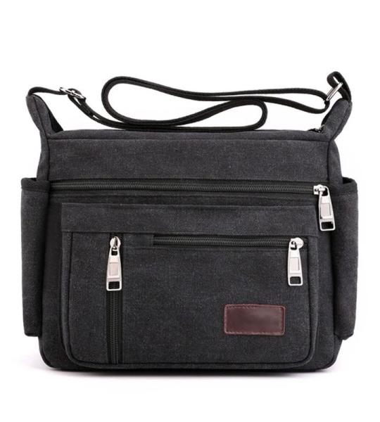 CHDWEY Umhängetaschen für Herren Casual Männer Umhängetasche Hohe Qualität Vintage Crossbody Bag Man Messenger Bag Leinwand Männliche Business Handtaschen(Black)