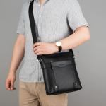 CHDWEY Umhängetaschen für Herren Business-Schultertasche for Mans Vintage Mann-Taschen Pu. Leder Schultertaschen Mode Männer Messenger Bag(Black)
