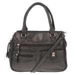 Grote schoudertas voor dames in lederlook, zwart, 32 x 24 x 12 cm
