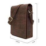LEABAGS Leren schoudertas voor dames en heren, messenger bag met schouderriem, werktas, draagtas, handtas, echt lederen tas, natuurlijk donkerbruin, Boheems, gedeconstrueerd, minim