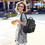 Rugzak voor Dames Kleine, Elegante Schoudertas Casual Dagrugzak 2 in 1 Waterdichte Handtas Dames Dagrugzak met USB-Oplaadpoort Moderne Stadsrugzak Rugzak Tas voor Dames Cadeau Zwar