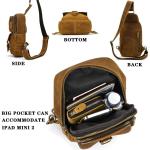 newsbirds Heren echt lederen borsttas schoudertas sport outdoor schoudertas wandelrugzak, 9331 lichtbruin, Retro