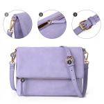 Schoudertas voor dames, schoudertas met ritssluiting, crossbody tas, lederen handtas, klein, dagrugzak, paars