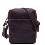 Dublin Schoudertas van premium leer, kleine handtas/schouderriem, voor heren en dames, handgemaakte schoudertas, bruin (kastanje), Small