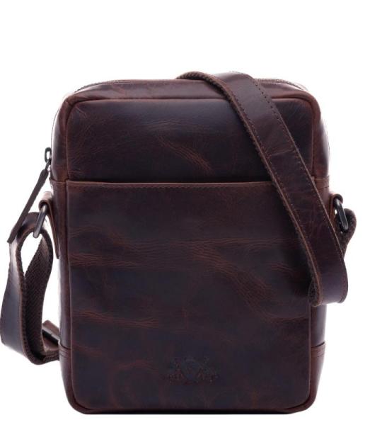 Dublin Schoudertas van premium leer, kleine handtas/schouderriem, voor heren en dames, handgemaakte schoudertas, bruin (kastanje), Small