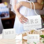 Mrs Clutch voor dating portemonnee voor de bruid met glinsterende diamanten, leren bruiloftsbruid, cadeau voor vrijgezellenfeest, afstudeercocktails, verloving avond, Wit