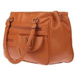 Grote schoudertas voor dames in lederlook, lichtblauw, 32 x 24 x 12 cm, Schoudertas