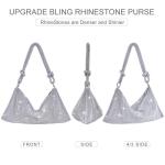 Clutch glitter dames, zilveren avondtas, handtas, diamant tas, schoudertas, zilver, elegant met ritssluiting, strasssteentjes, , portefeuille, schoudertas voor feest, vrije tijd, d
