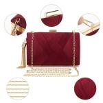Dames clutch avondtas franjes elegante kettingtas tas clutch tas, bruiloft bruiloft galafeest handtas crossbody schoudertas kleine schoudertas, bordeauxrood (wine red)