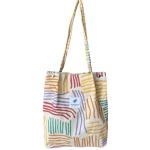 Grote schoudertas met koord voor dames, shopper, tote bag, handtas, schoudertassen, ultralichte schoudertas, kleurrijke gestreepte boodschappentas, modieuze stoffen tas voor dageli