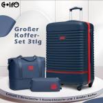 COOLIFE Koffer trolley koffer reiskoffer van ABS hard shell trolley 4 wielen TSA-slot de koffer bevat 1 reistas en 1 toilettas, blauw/rood, koffer