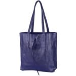 - T253 - Ital. Handtas met binnenzak van leer, blauw violet metallic, Medium