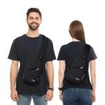 Lidxfeo Schoudertas met USB-oplaadaansluiting, waterdichte borsttas voor heren, anti-diefstal, crossbody bag, meerdere zakken, slingrugzak, voor wandelen, reizen, klimmen enz, zwar