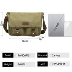 FANDARE Canvas Messenger Bag Schoudertas 7,9 inch iPad Tas Schoudertas Unisex Canvas Tas Werktas voor Mannen en Vrouwen, Heren/Dames Reizen Schoudertas