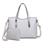 Handtas voor dames, shopper, handtas voor dames, middelgroot, schoudertassen, 2-delige set, wit, Eén Maat